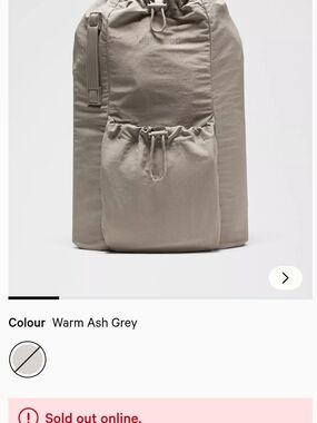 lululemon athletica Warm Ash Grey Drawstring Backpack
